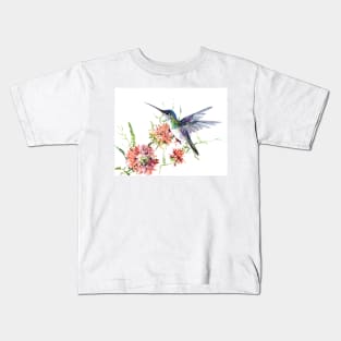 Hummingbird and Flowers Kids T-Shirt